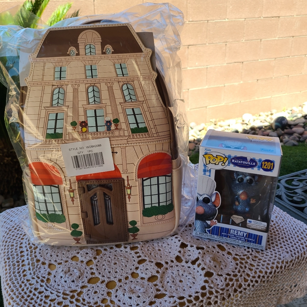 Ratatouille Remy Funko Pop! and Gusteau's Loungefly Mini Backpack Bundle
